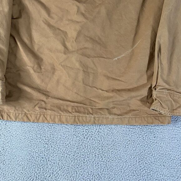 Brazos Work Force Jacket Mens Medium Beige Red Flannel Lined Canvas Work Wear - Picture 10 of 13